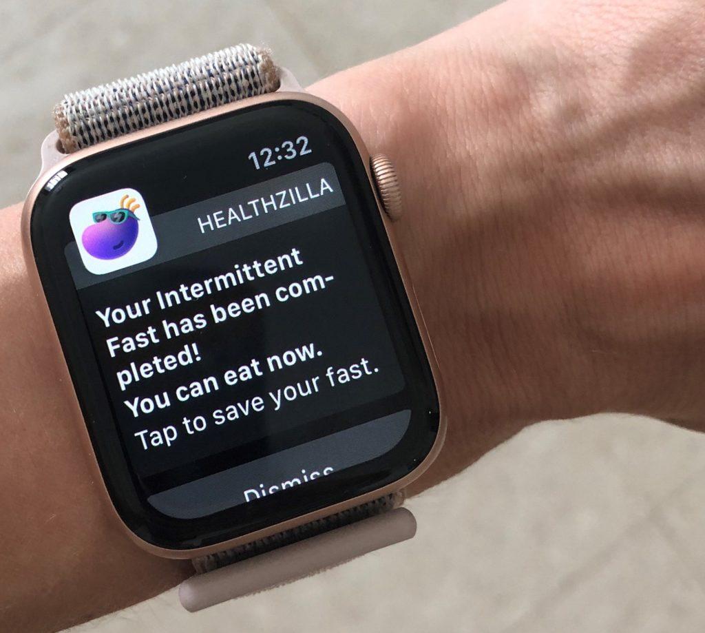 Photo of Healtzilla’s app in smart watch.