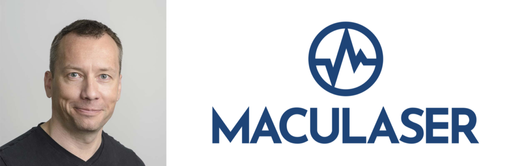 Picture of Jani Tirronen and logo of Maculaser.